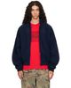 VETEMENTS VETEMENTS Navy Embroidered Metal Logo Fleece Jacket - 1