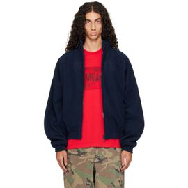 VETEMENTS VETEMENTS Navy Embroidered Metal Logo Fleece Jacket