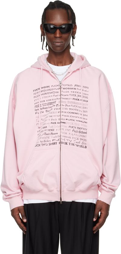 VETEMENTS VETEMENTS Pink Fuck Everything Zip-Up Hoodie