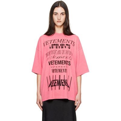 VETEMENTS VETEMENTS Pink Multilogo T-shirt