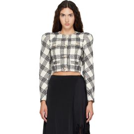 VETEMENTS VETEMENTS White & Black Round Shoulder Tweed Jacket