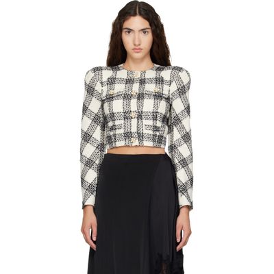 VETEMENTS VETEMENTS White & Black Round Shoulder Tweed Jacket