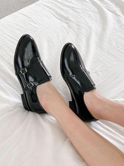 VETIANO Double Monk Strap Patent Leather Loafers [Black]