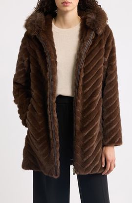 Via Spiga Via Spiga Faux Fur Hooded Coat