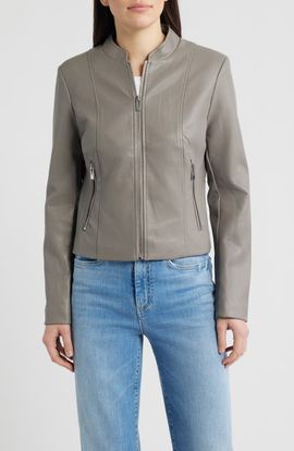 Via Spiga Via Spiga Front Zip Faux Leather Jacket