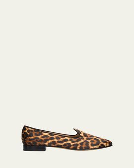 Vibi Venezia Leopard-Print Silk Loafers