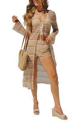 VICI Collection VICI Collection Capri Calling Crochet Tie Front Longline Cardigan