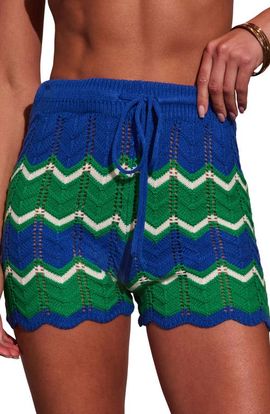 VICI Collection VICI Collection Harbor Glow Chevron Pointelle Knit Shorts