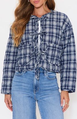 VICI Collection VICI Collection London Quilted Plaid Tie Front Jacket
