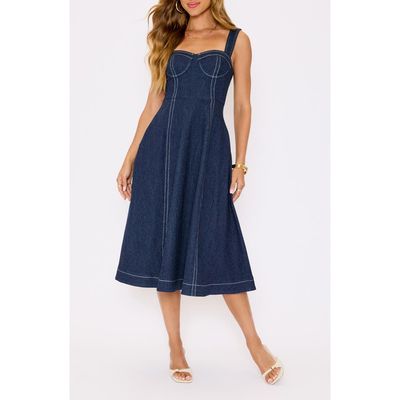 VICI Collection VICI Collection Rey Bustier Bodice Denim Midi Dress