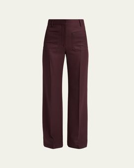 Victoria Beckham Alina Front-Pocket Straight-Leg Trousers