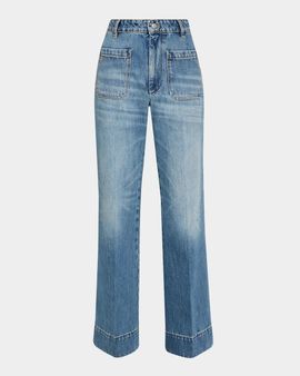 Victoria Beckham Alina Front-Pocket Wide-Leg Jeans