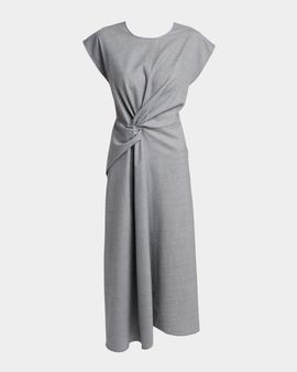 Victoria Beckham Aria Twisted Wool Cap-Sleeve Midi Dress