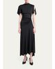 Victoria Beckham Blousey Asymmetric Short-Sleeve Midi Dress - 2