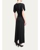 Victoria Beckham Blousey Asymmetric Short-Sleeve Midi Dress - 3