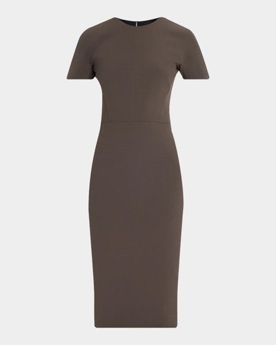 Victoria Beckham Claude Short-Sleeve Wool-Blend Midi Dress