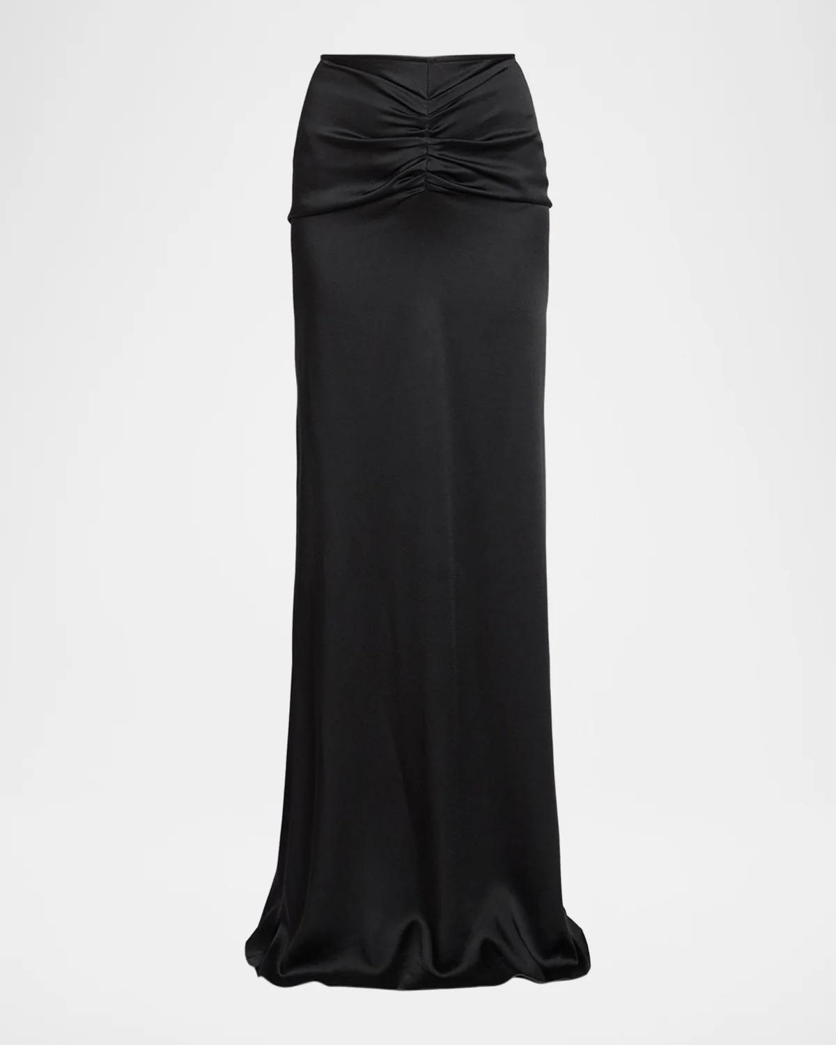 Victoria Beckham Isabella Satin Ruched Maxi Skirt
