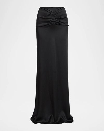 Victoria Beckham Isabella Satin Ruched Maxi Skirt