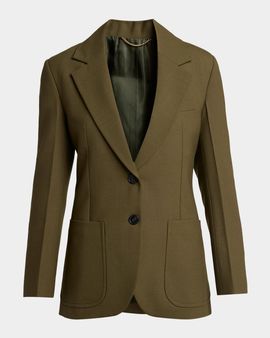 Victoria Beckham Katherine Patch Pocket Wool Single-Breasted Jacket