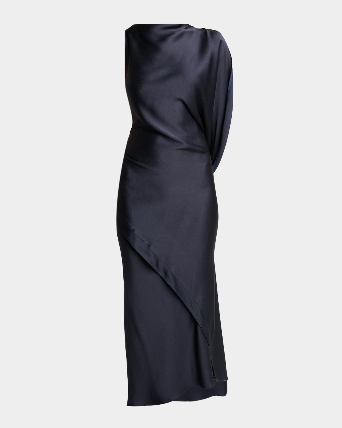 Victoria Beckham Kyra Satin Asymmetric Midi Dress