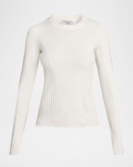 Victoria Beckham Paneled Rib Crewneck Sweater