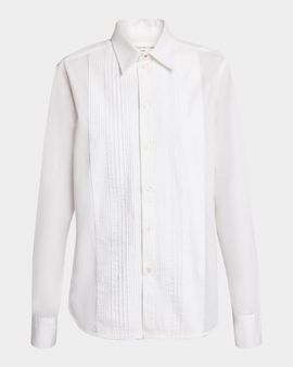 Victoria Beckham Pintucked Cotton Poplin Shirt