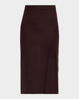 Victoria Beckham Pressed Crease Wool Tailored Midi Skirt