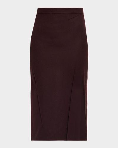 Victoria Beckham Pressed Crease Wool Tailored Midi Skirt
