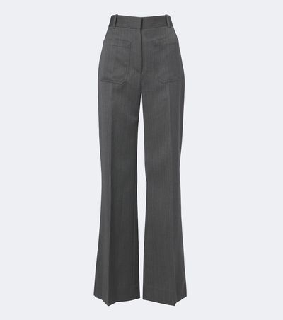 Victoria Beckham Victoria Beckham Alina herringbone virgin wool wide-leg pants