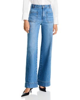 Victoria Beckham Victoria Beckham Alina High Rise Wide Leg Jeans in Worn Blue Wash