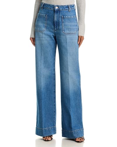Victoria Beckham Victoria Beckham Alina Wide Leg Jeans in Worn Blue Wash