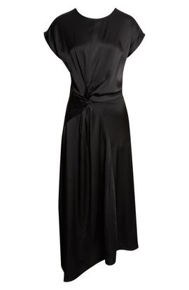 white asymmetrical maxi dress Salome Pink Floral Print Twisted Asymmetric Maternity Midi Dress – Club L  London main image 1