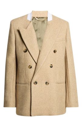Victoria Beckham Victoria Beckham Beatrice Double Breasted Wool Blend Mélange Blazer