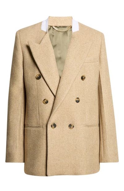 Victoria Beckham Victoria Beckham Beatrice Double Breasted Wool Blend Mélange Blazer