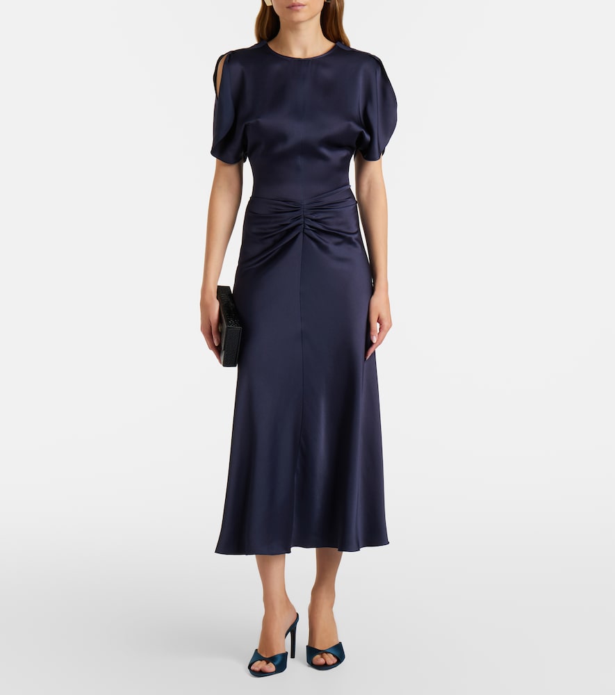 sachin and babi light blue dress Victoria Beckham Asymmetric Draped Sleeveless Satin Midi Dress main image 0