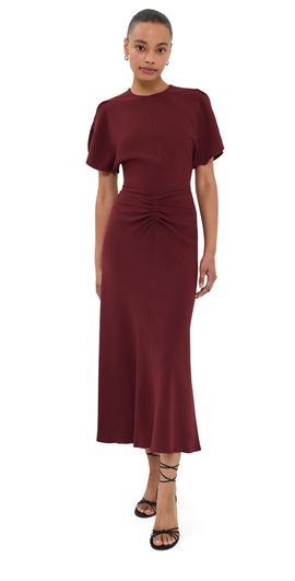 Victoria Beckham Victoria Beckham Bela Midi Dress Burgundy