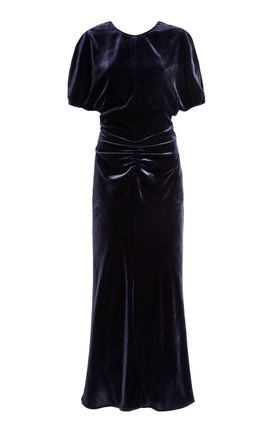 Victoria Beckham Victoria Beckham Bela Ruched Velvet Midi Dress