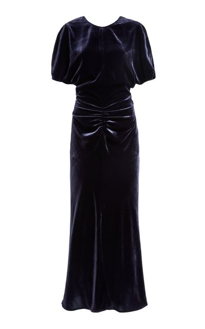 Victoria Beckham Victoria Beckham Bela Ruched Velvet Midi Dress