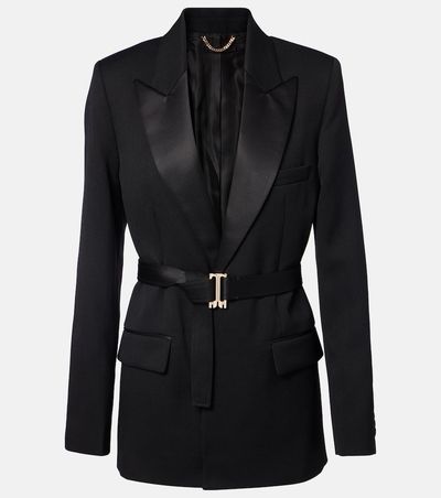 Victoria Beckham Victoria Beckham Belted satin-trimmed blazer