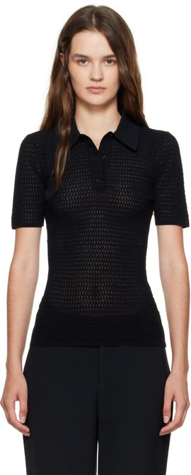 Victoria Beckham Victoria Beckham Black Knit Polo