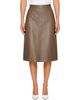 Victoria Beckham Victoria Beckham Brown Kick Detail Leather Midi Skirt - 1
