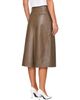 Victoria Beckham Victoria Beckham Brown Kick Detail Leather Midi Skirt - 3