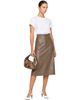 Victoria Beckham Victoria Beckham Brown Kick Detail Leather Midi Skirt - 4