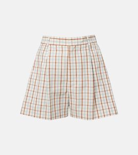 Victoria Beckham Victoria Beckham Checked pleated cotton shorts