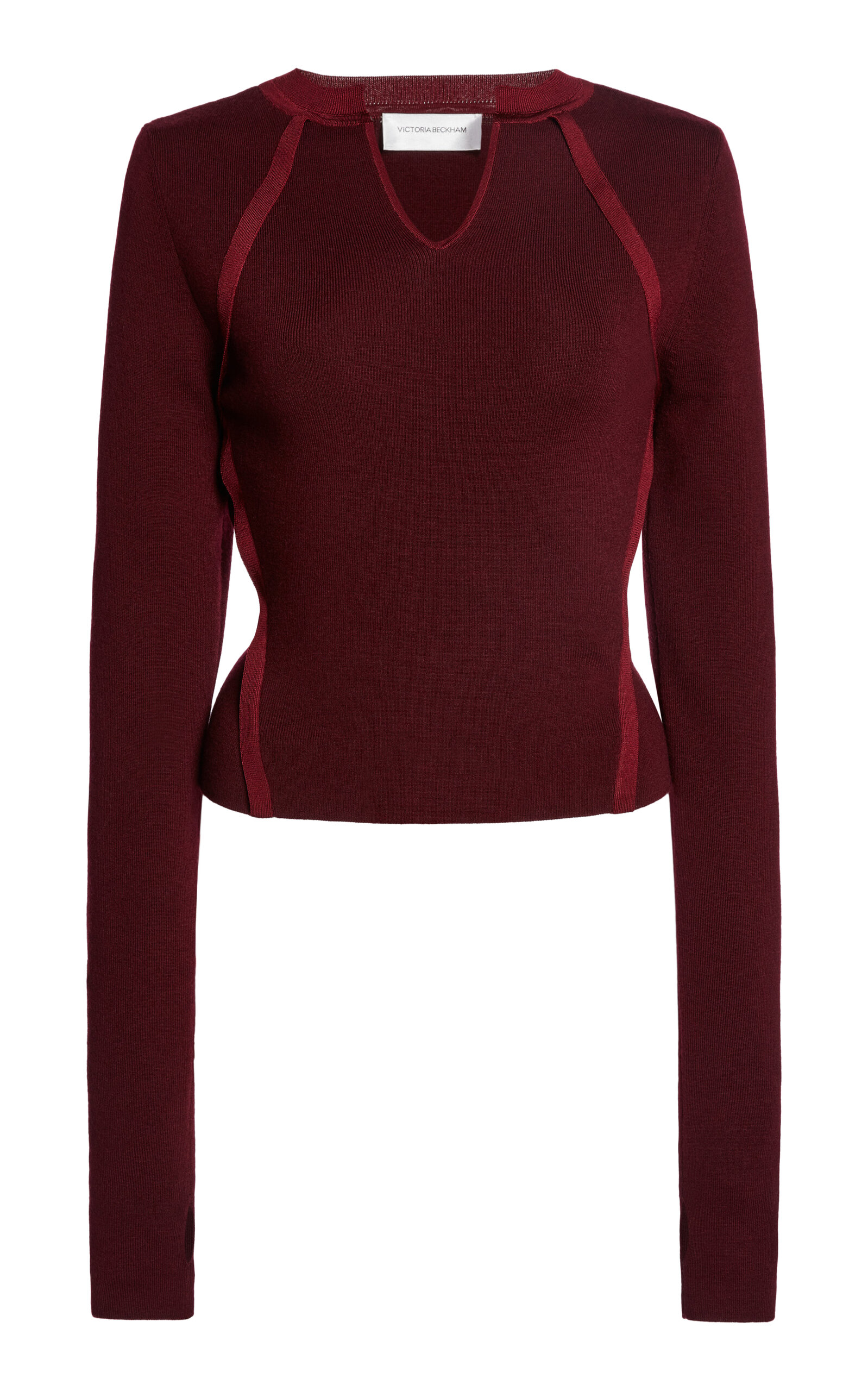 Victoria Beckham Victoria Beckham Contrast Trim Merino WoolBlend Top