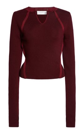 Victoria Beckham Victoria Beckham Contrast Trim Merino WoolBlend Top