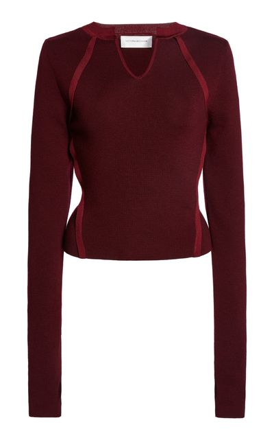 Victoria Beckham Victoria Beckham Contrast Trim Merino WoolBlend Top