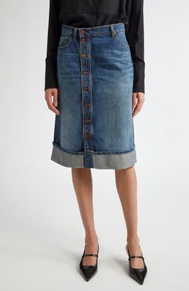 Victoria Beckham Victoria Beckham Cuff Denim A-Line Skirt