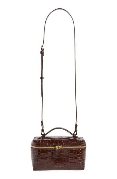 Victoria Beckham Victoria Beckham Dorian Croc Embossed Leather Vanity Case Bag