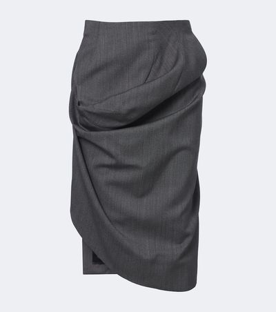 Victoria Beckham Victoria Beckham Draped asymmetric virgin wool midi skirt